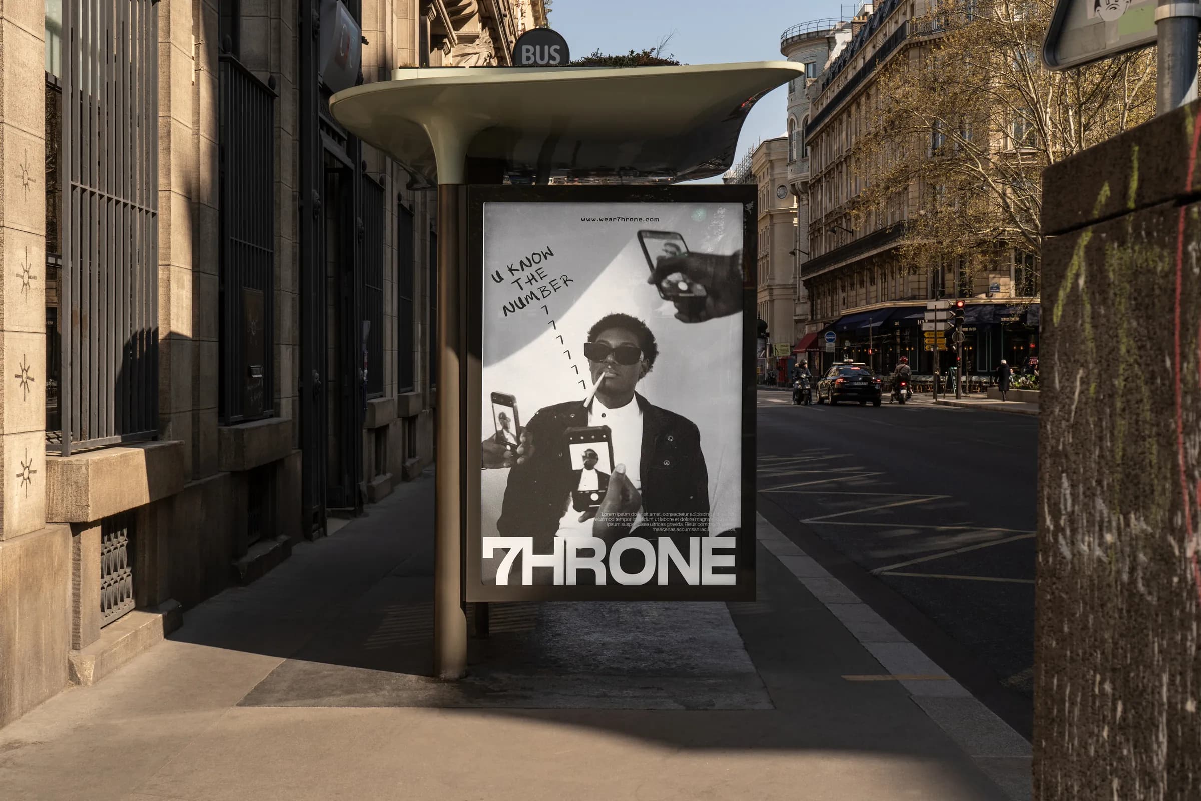 7HRONE poster at a bus stop
